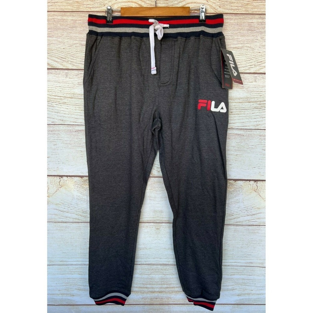 FILA Sleepwear Jogger Pants Mens Size Large X 33" Grey Fleece Jogger Pants New